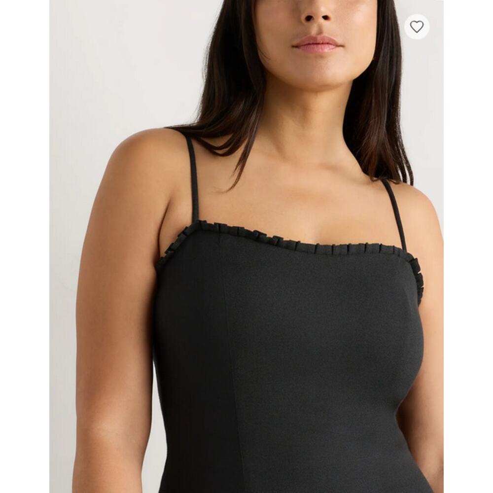 Quince Lightweight Crepe Pleated Hem Midi Dress True Black Size L NWOT - Picture 3 of 6